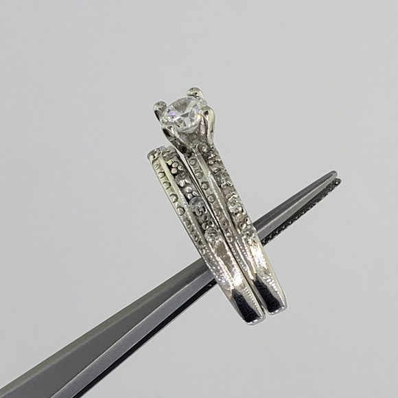 His & Hers 925 Sterling Silver Wedding Set With CZ - Picture 2 of 8